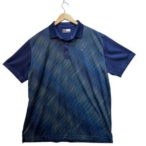 Callaway Mens Opti-Dri Golf Polo Shirt Size XL Navy Abstract Short Sleeve Casual